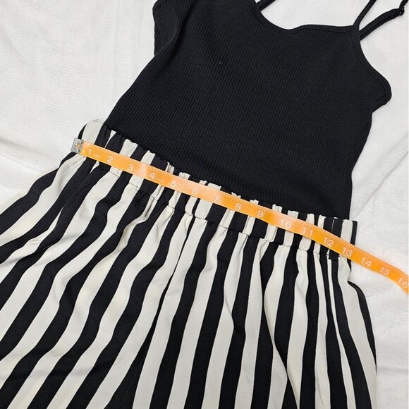 Colorblock Stripes Romper Black White Straps Goth Punk Beetlejuice Alternative M - Picture 7 of 14